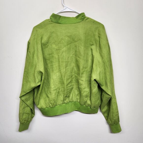 Silk Club Linen Full Zip Lightweight Jacket Woman's Large Green 1425 - Picture 7 of 7